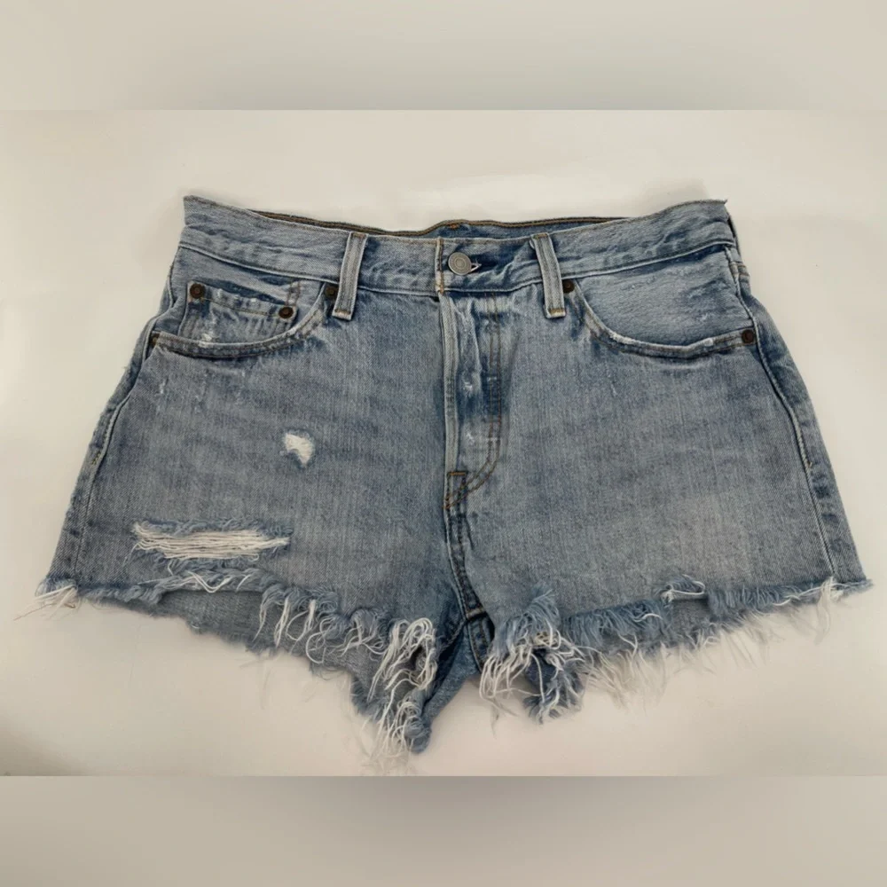 Levi’s 501 High Waisted Distressed Denim Shorts